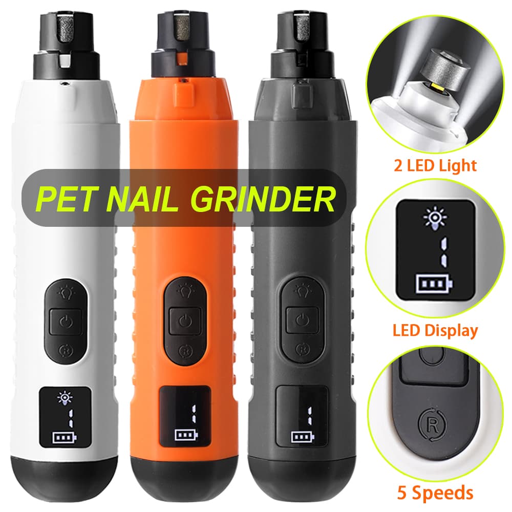 Alicate de unha elétrico para cães com 2 LEDs, modelo mais recente e aprimorado. Super silencioso, com 5 níveis de