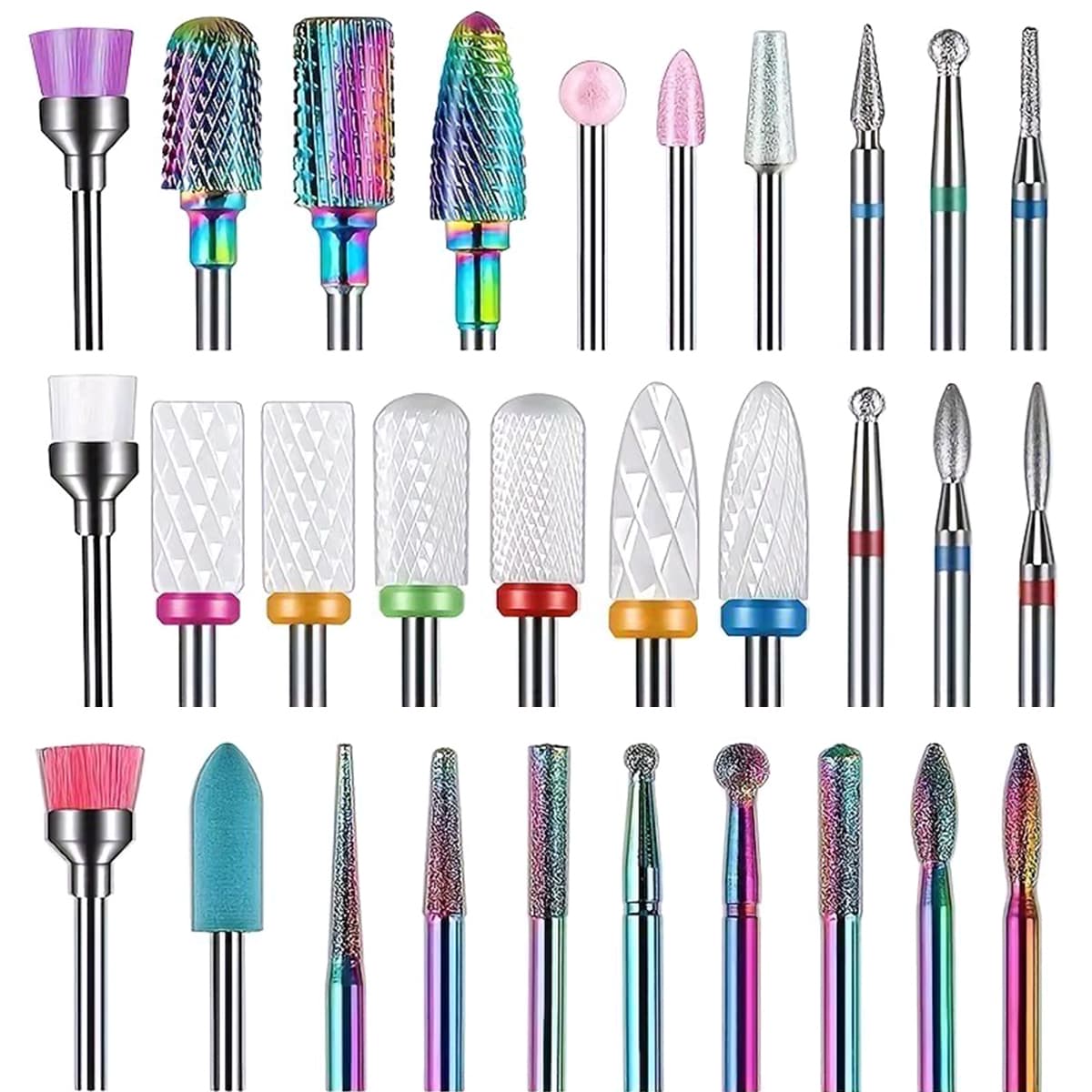 Kit De 10/30 Pcs Brocas Para Unhas, Cerâmicas E Diamante, Ferramentas De Manicure E Pedicure Para Uso Em Casa Ou salão