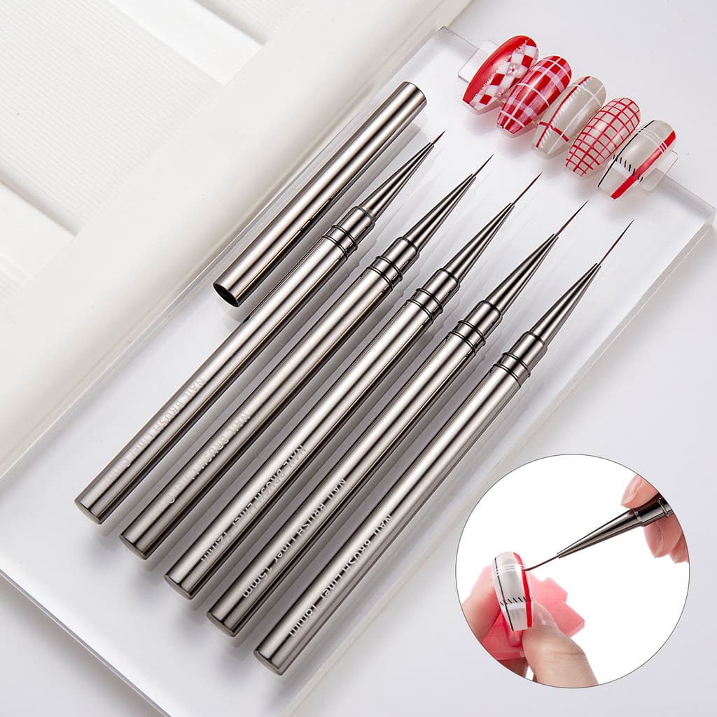 Pincéis De Desenho De Detalhes Ultrafinos 6/9/12/15/18mm Para Linhas Longas Listras Grade Padrão Manicure