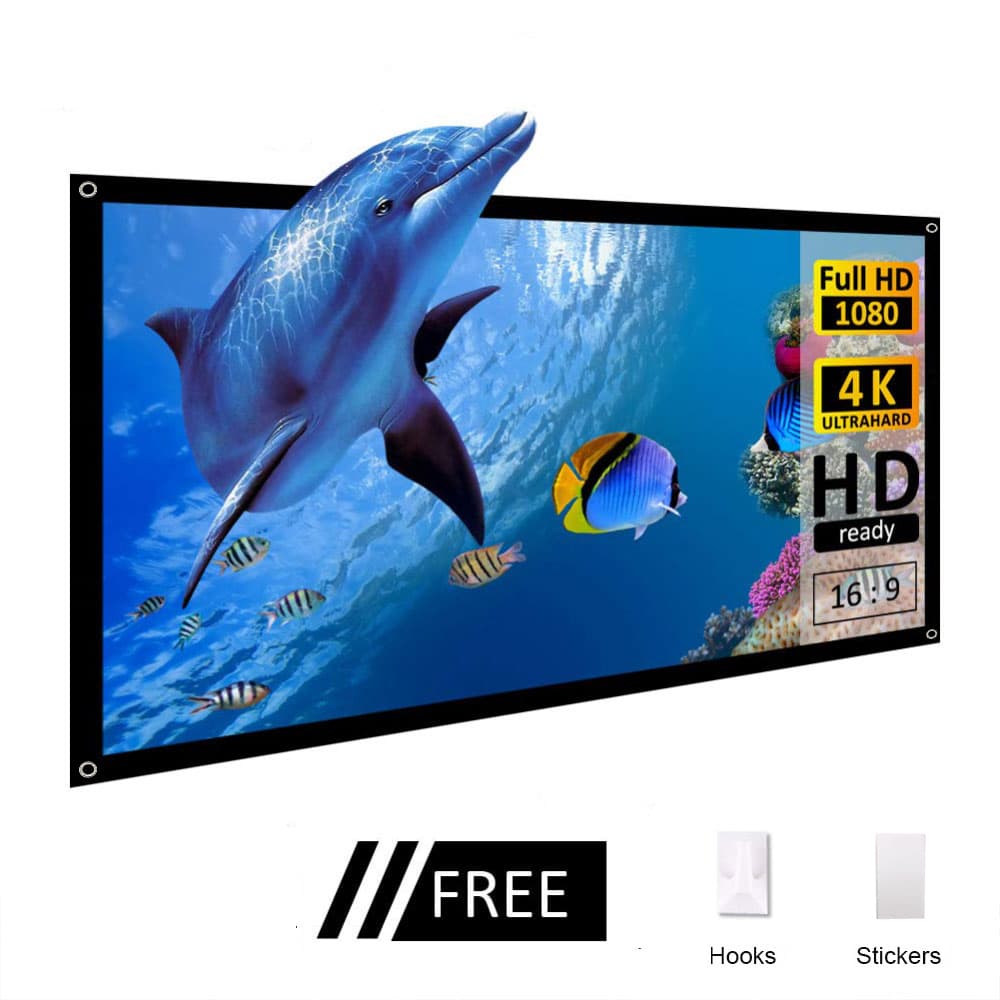 Tela De Projetor Fina Simples SALANGE 3D HD 60/72/84/100 Polegadas 16 : 9 Filme Portátil Ao Ar Livre Para Viagens De Esc