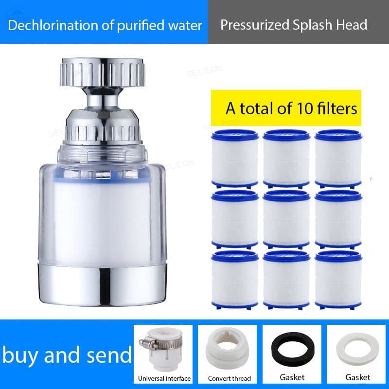 Boca Estendida Filtro Universal Cozinha Do Agregado Familiar À Prova Dwaterproof Água Rotativa Torneira Respingo Impulsi