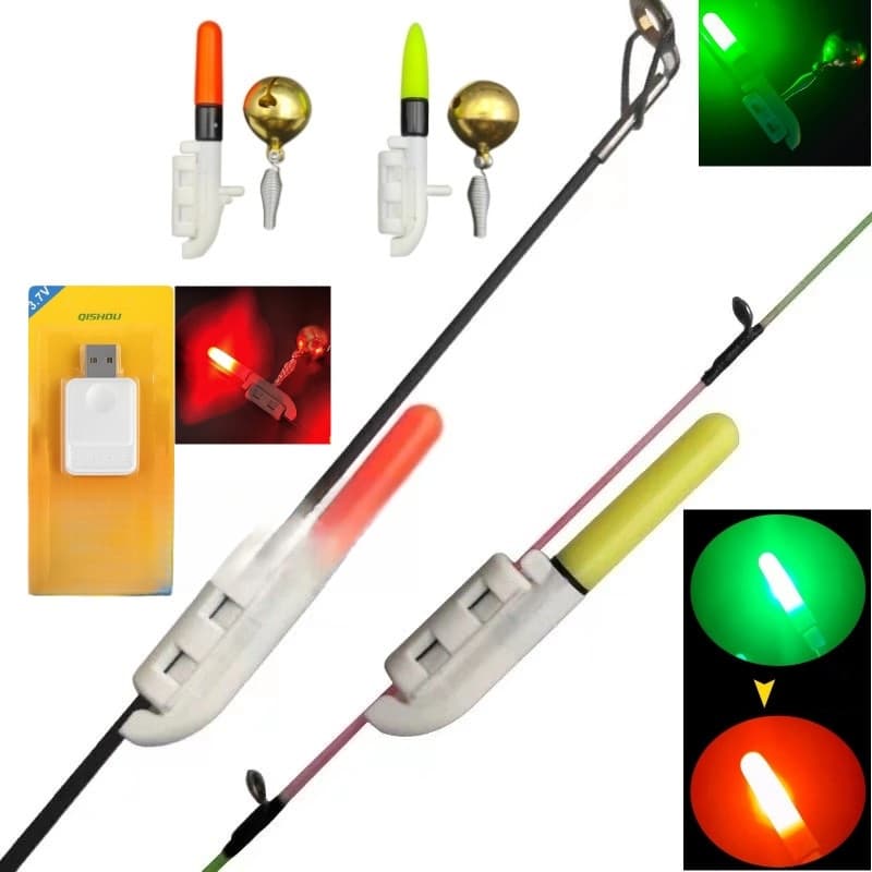 Luz Eletrônica Para Vara De Pesca-Mudança De Cor À Prova D'água E Recarregável , Acessório Luminoso Equipamento Noturna