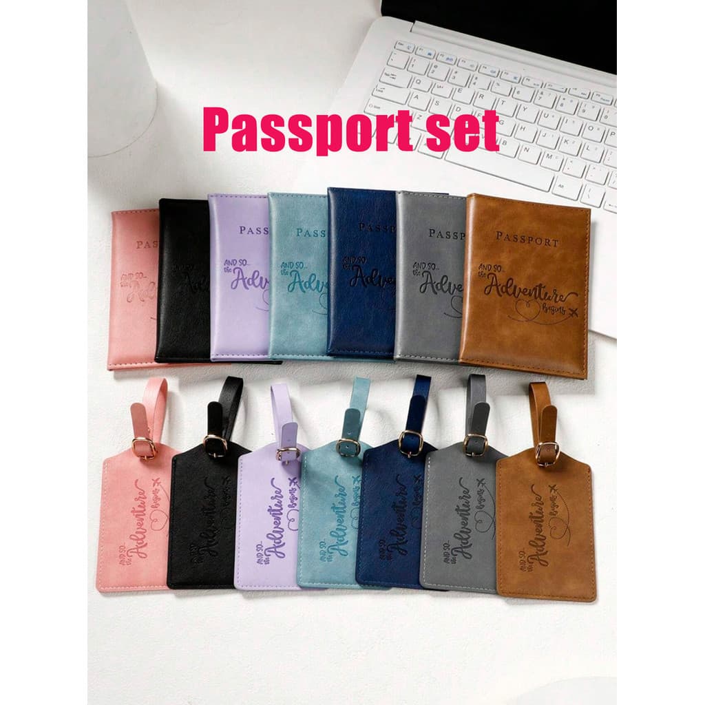 2 peças de capas protetoras para passaporte de viagem da moda, cartão de embarque de bagagem retrô + porta-passaporte, b