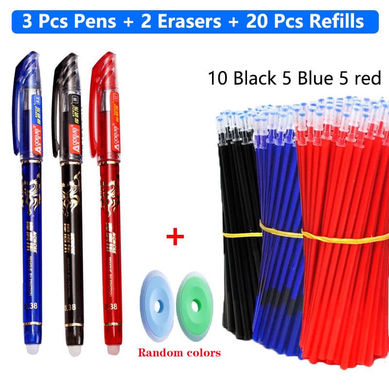 25 Peças/Caneta Gel Apagável Preta , Ponta Esférica De Tinta Azul , Conjunto De Esferográfica Para Escritório Escolar ,