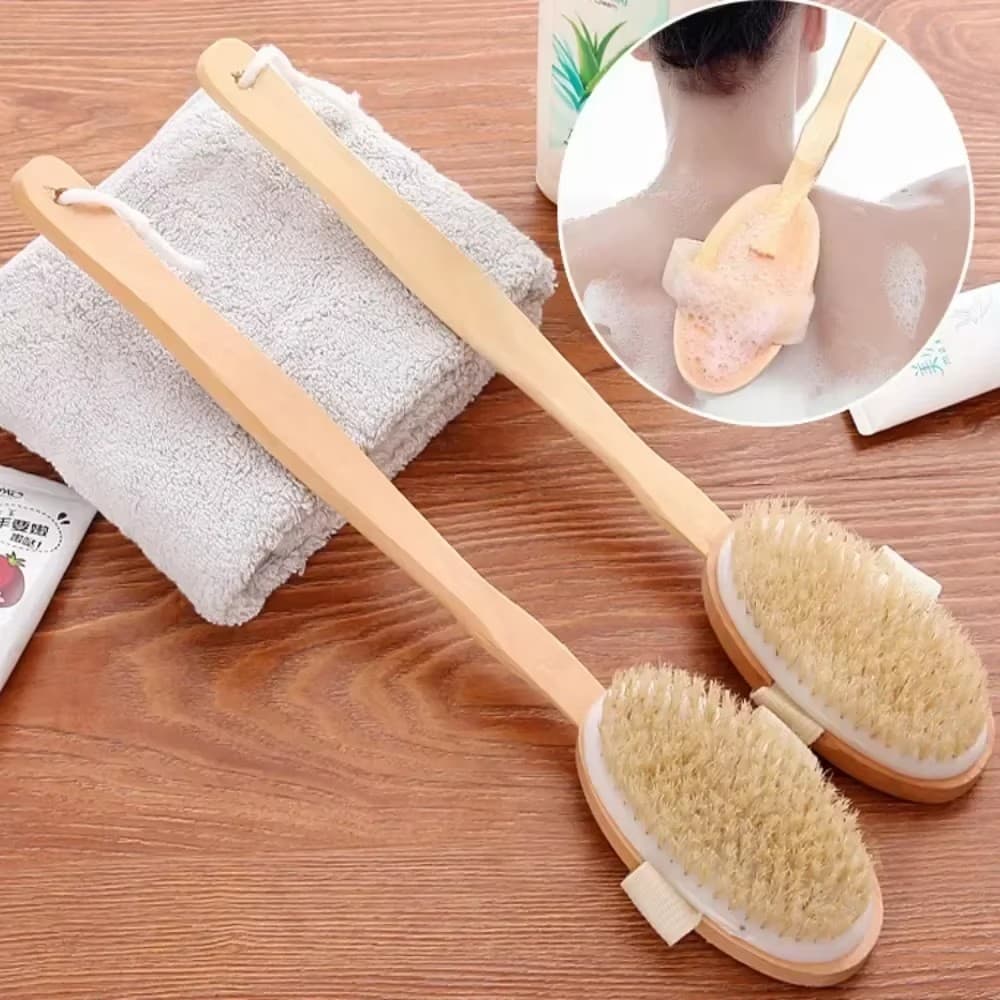 Escova De Banho De Cerdas Naturais : Esfoliante Portátil Para Mulheres , Ideal Limpeza De Costas E Corpo