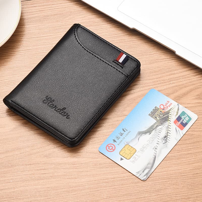 Carteira Vertical Ultrafina Masculina-Porta-Cartões Fino Para Licença E Moedas ​
