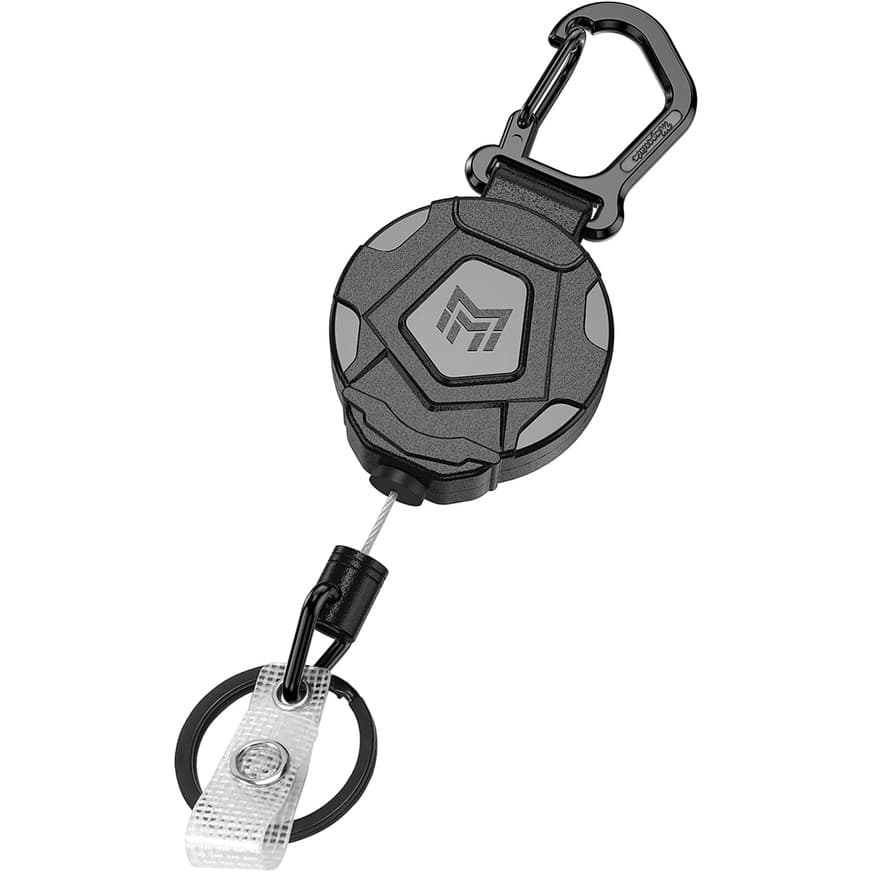 Novo Retrátil para Chaves, Porta-Crachá de Carabina Reforçada com Cabo Retrátil de Aço de 25,5”