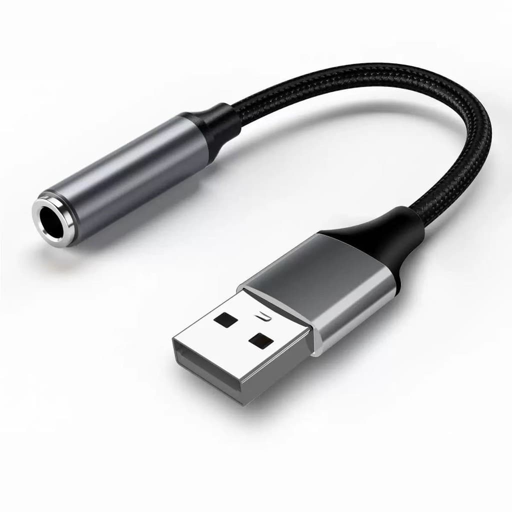 Adaptador de áudio externo USB para conector TRRS de 3,5 mm com fio trançado, placa de som estéreo para conversão em PC