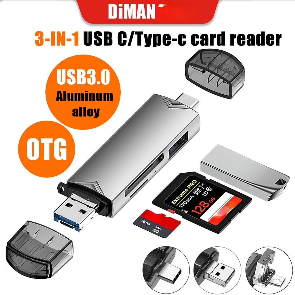 Leitor De Cartão OTG 6 Em 1 USB Type C Micro Para USB2.0 TF Adaptador SD Flash Drive Mini Câmera De Telefone