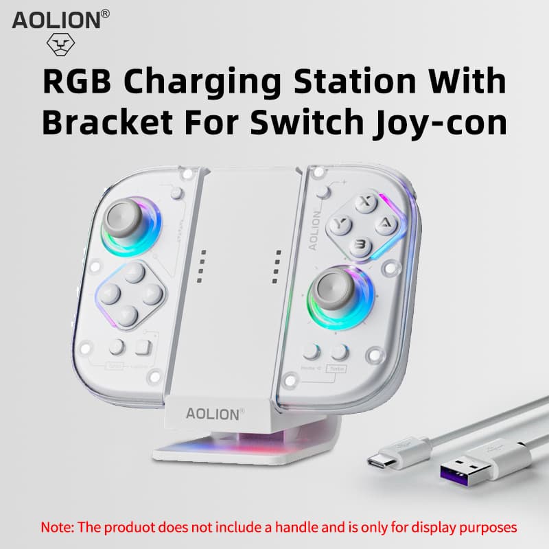 Suporte De Carregamento Aolion Para Controle Joycon Com Ergonomia E Estação Rgb Para Nintendo Switch