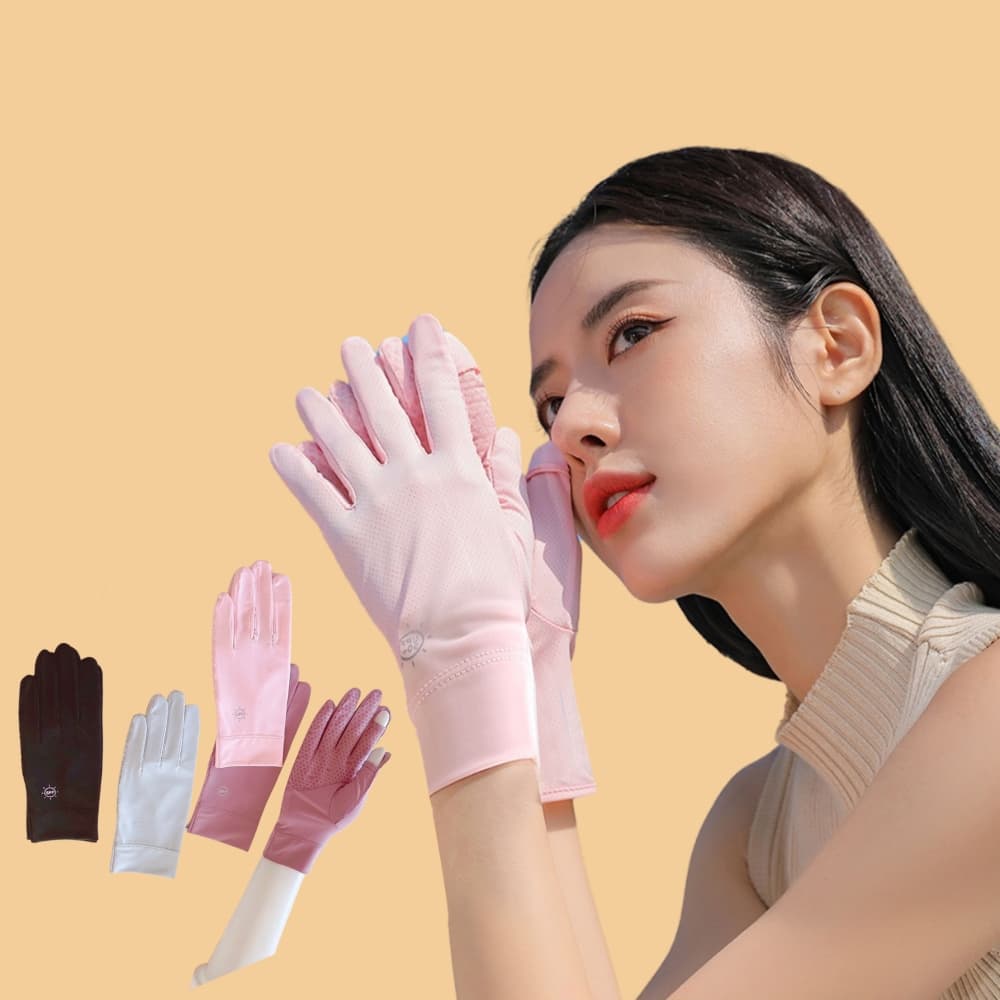 Luvas de Seda de Gelo Femininas - Proteção UV, Antiderrapante, Resfriamento para verão, Ciclismo e Direção.