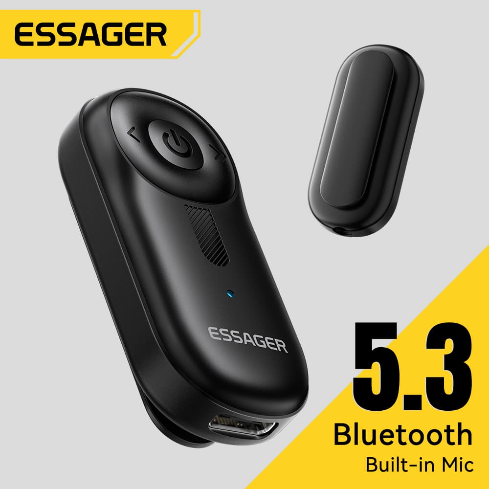 Adaptador de receptor de carro Bluetooth Essager com conector AUX de 3,5 mm para alto-falantes de carro e chamadas em