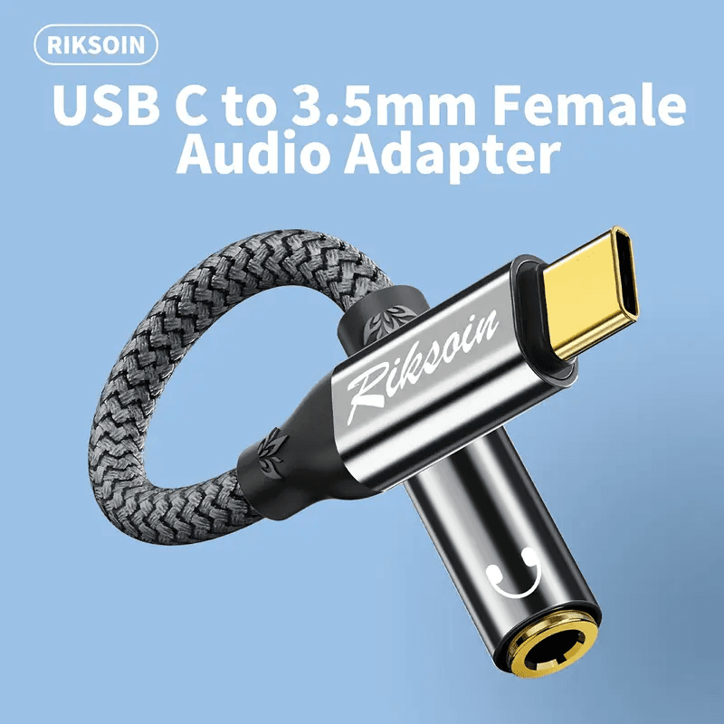 RIKSOIN USB-C Para Adaptador De Entrada De Fone De Ouvido De 3.5 Mm Cabo De Áudio De Nylon iPhone 15/16 Samsung S24/S23/