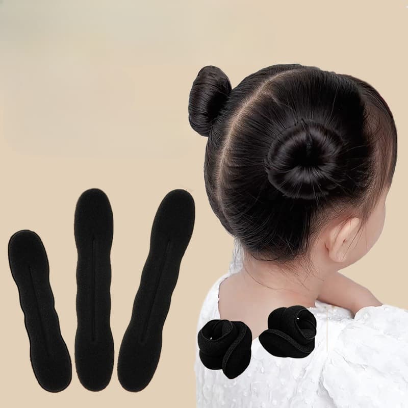 Conjunto de coque de cabelo em esponja para meninas, modelador de cachos em laço, faixa plástica, scrunchie, moldador
