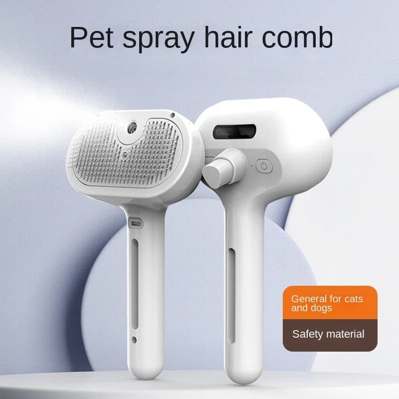 Escova a Vapor para Pets, Escova Elétrica para Remoção de Pelos de Gatos e Cães, Escova de Cabelo Sem Fio para Alisar e