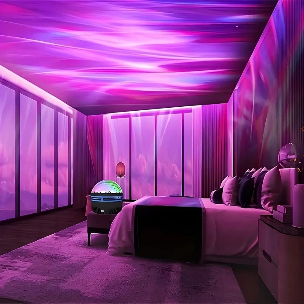 Lâmpada de Projeção Estrelada Trendy Nova - Lâmpada romântica com projetor de aurora LED, luz de disco, efeito de água