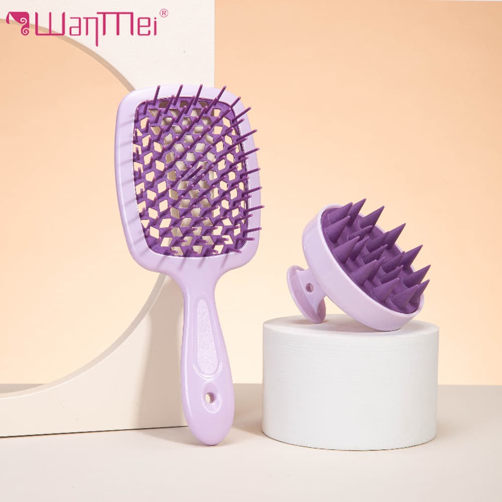 Novo Pente de Silicone WANMEI para Shampoo, Massageador de Couro Cabeludo com Dentes Largos para Cabeleireiro
