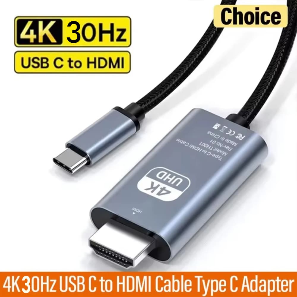 Adaptador USB 3.1 Tipo C para HDMI 4K 30Hz, conversor de TV HDTV para computador e laptop.