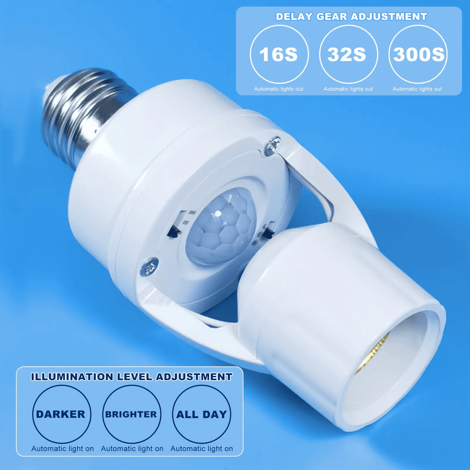 Suporte de Lâmpada Sensor de Movimento Inteligente E27, Adaptador Conversor de Base de Lâmpada com Sensor de Indução