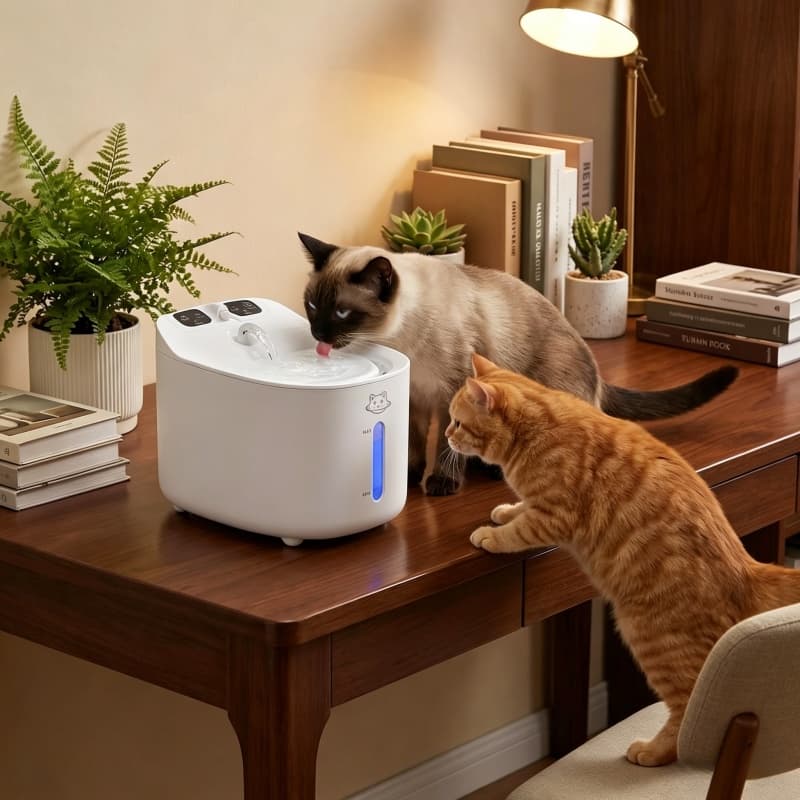 Fonte de água para gatos com filtragem em 4 estágios, bomba circulante ultrassilenciosa, tigela de água automática para