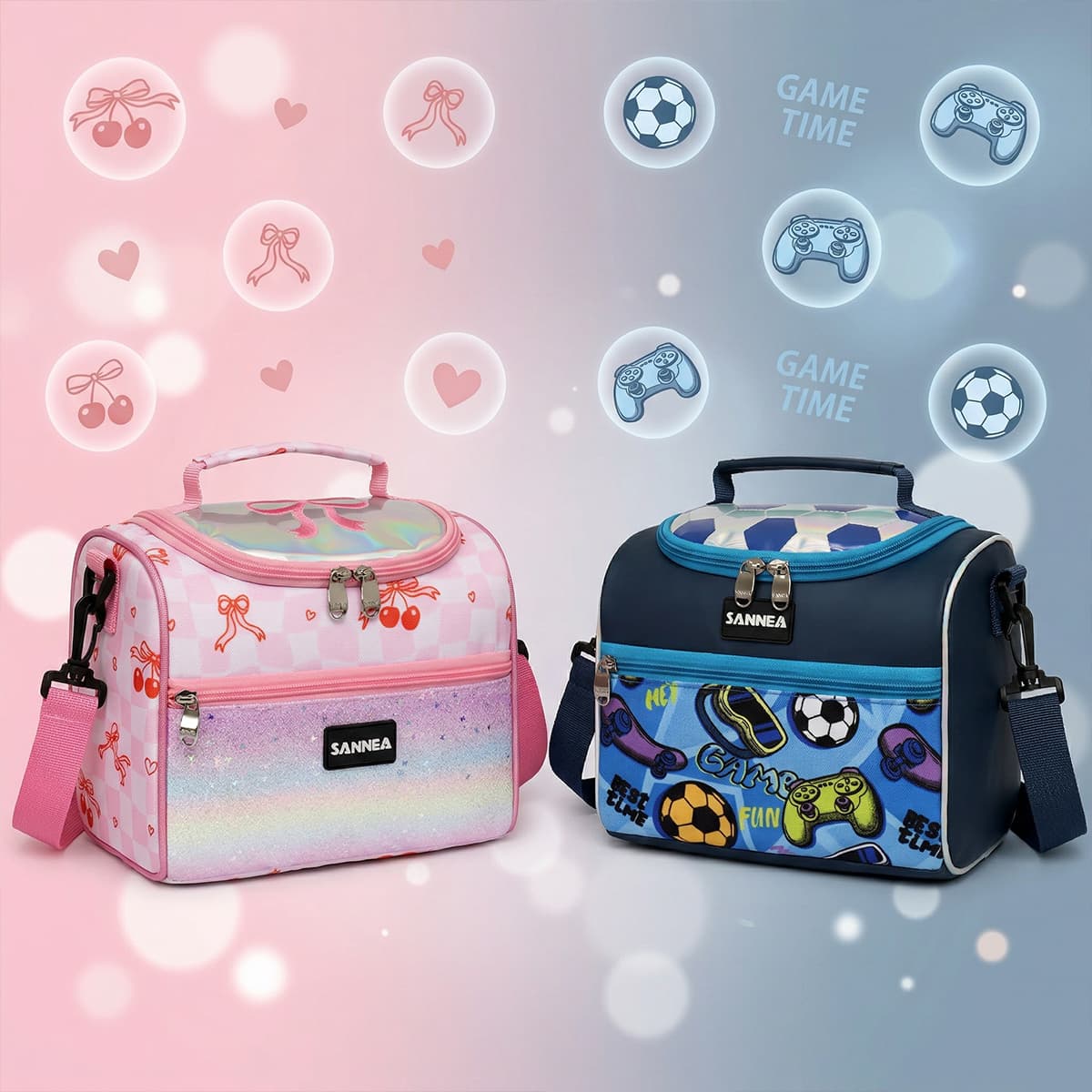 Bolsa térmica isolada, unissex, fofa, com desenho animado, nova bolsa térmica de ombro grossa para marmita, para