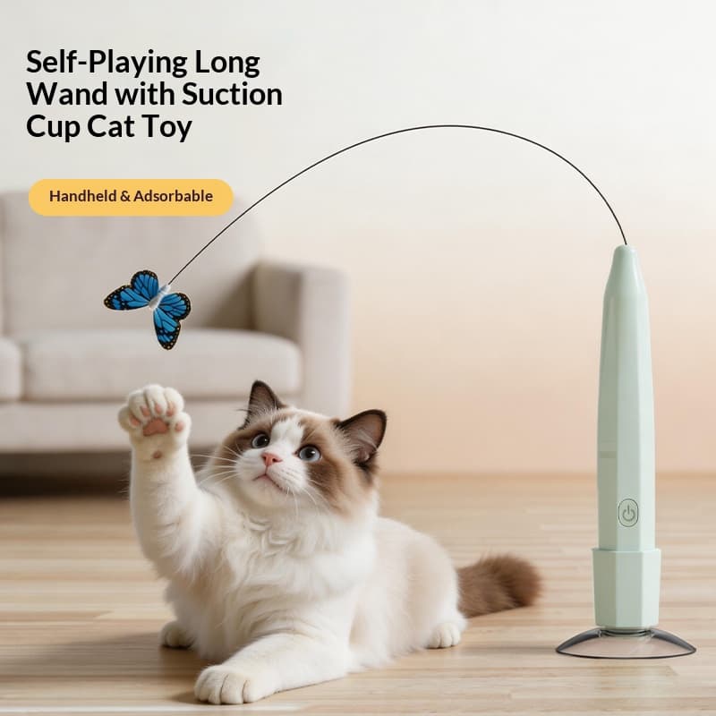 Varinha De Provocação De Gato Borboleta Com Ventosa USB Elétrica Recarregável Para Gatos