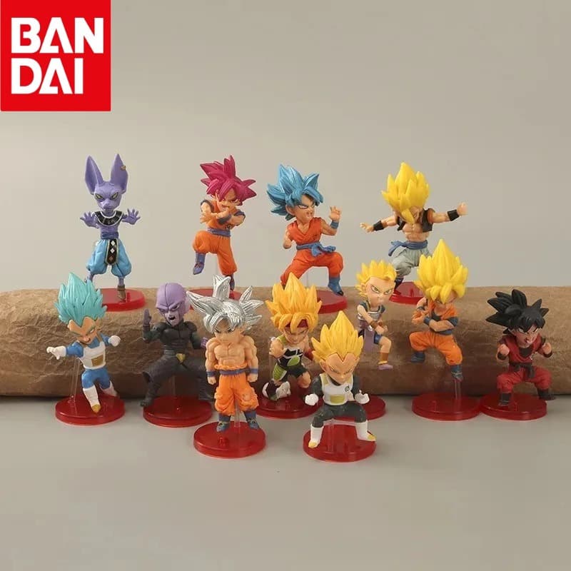 Bandai Dragon Ball Mini Figura Conjunto 12 Pçs 8cm Goku Vegeta Berus Broli Super Saiyan PVC Modelo Ação Estatueta Coleçã