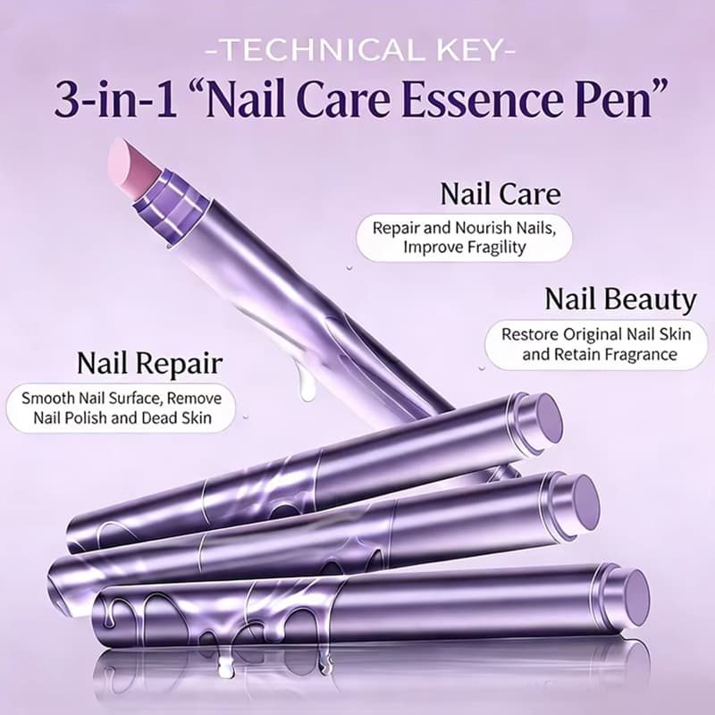 Caneta 3 em 1 de óleo para cutículas com removedor de cutículas e pele morta nutricional, caneta de óleo para unhas com