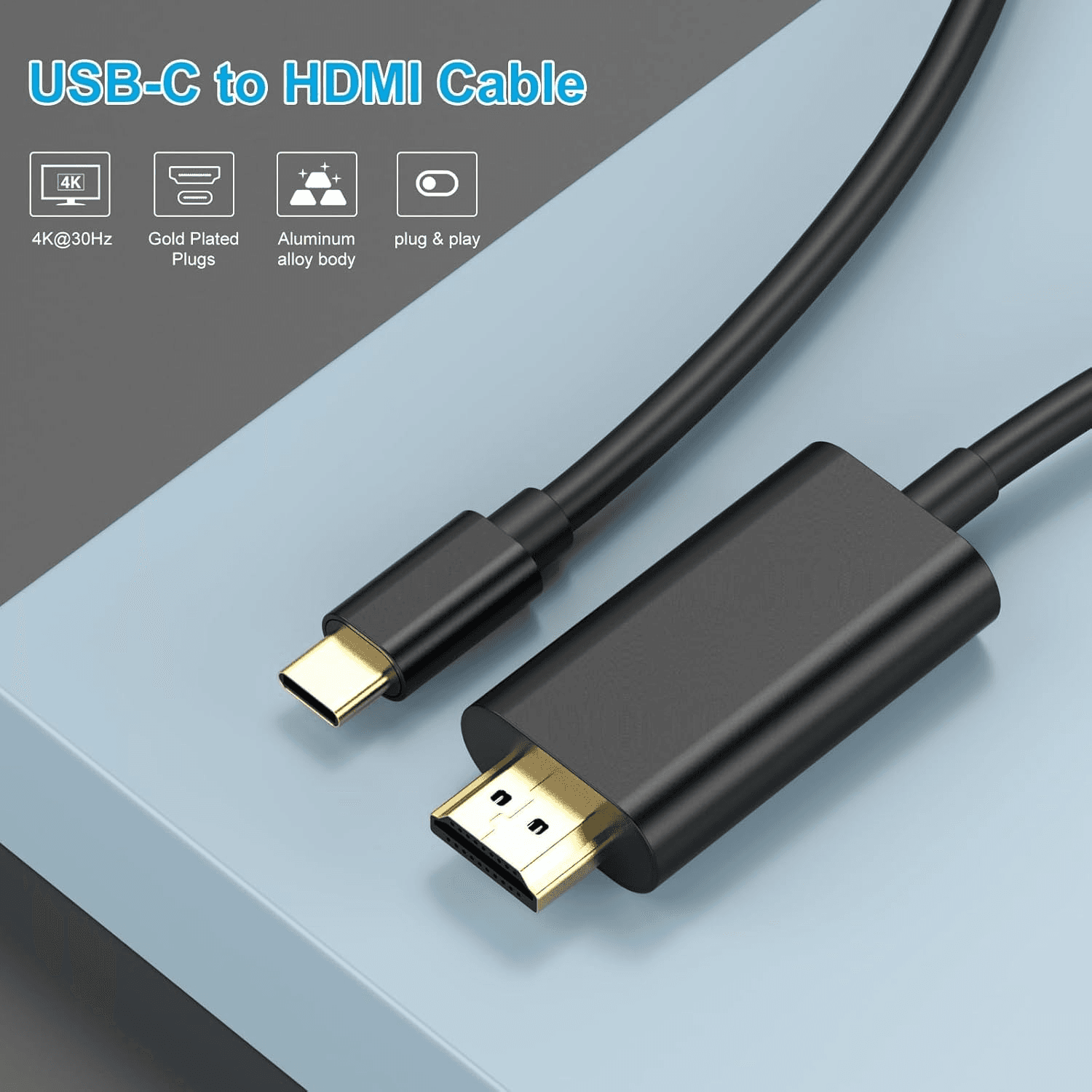 Cabo USB-C para HDMI para home office, cabo USB-C para HDMI
