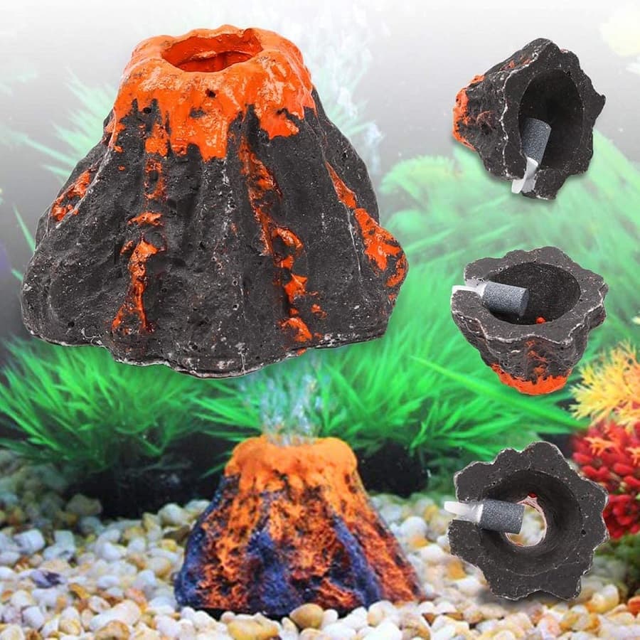 Mini Decoração De Aquário Vulcão De Resina Com Pedra Bolha Para Tanque De Peixes