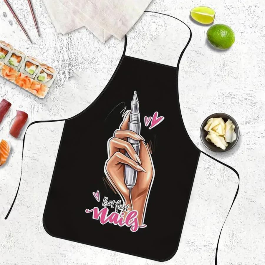 Avental De Design De Arte Em Unhas , 1 Peça , Poliéster Durável Para Cozinhar , Churrasco , Jardinagem , Pintura , Manic
