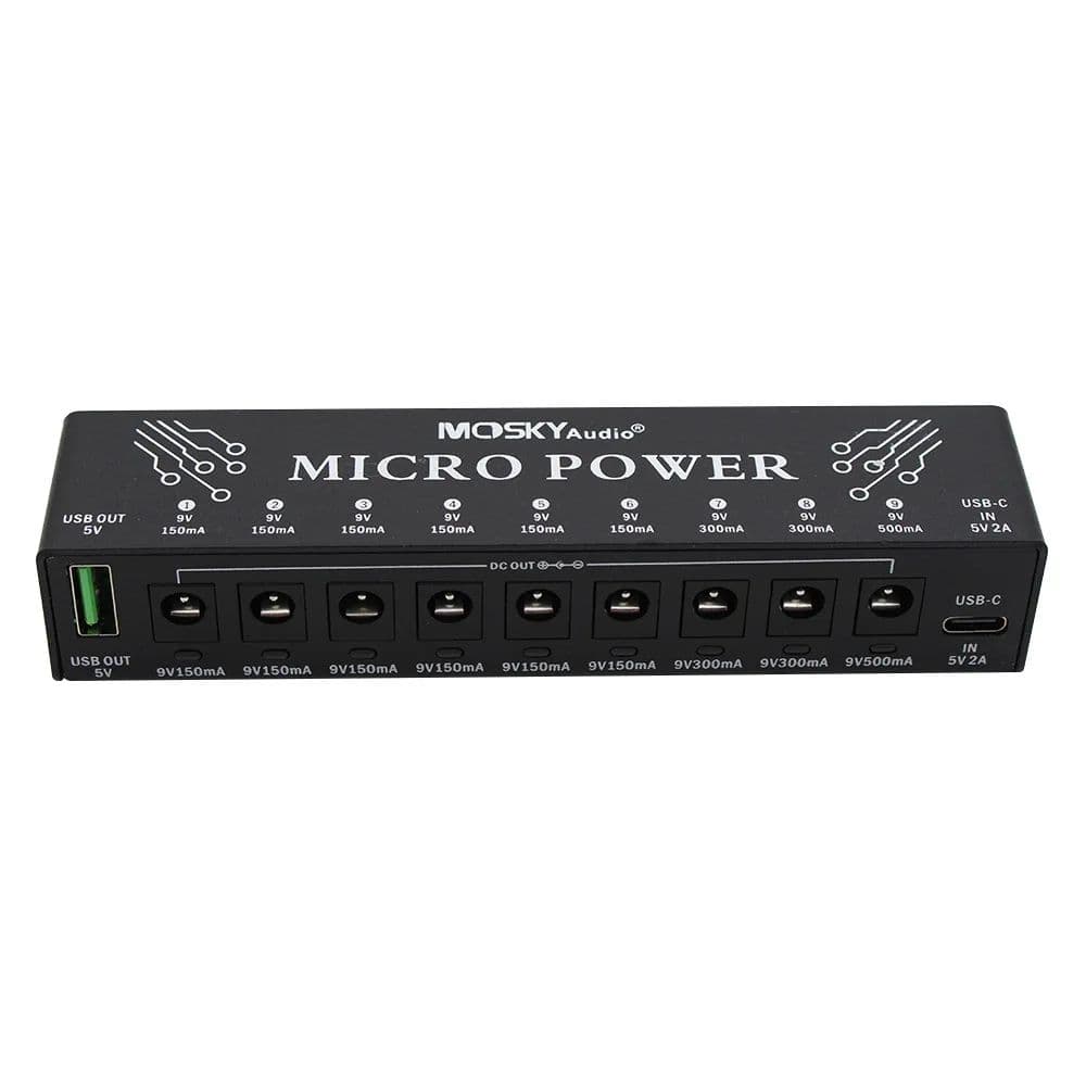 Saída de energia para pedal de efeito Mosky micro power 9 saídas DC + 1 saída USB para pedal de guitarra 9V 150-300mah