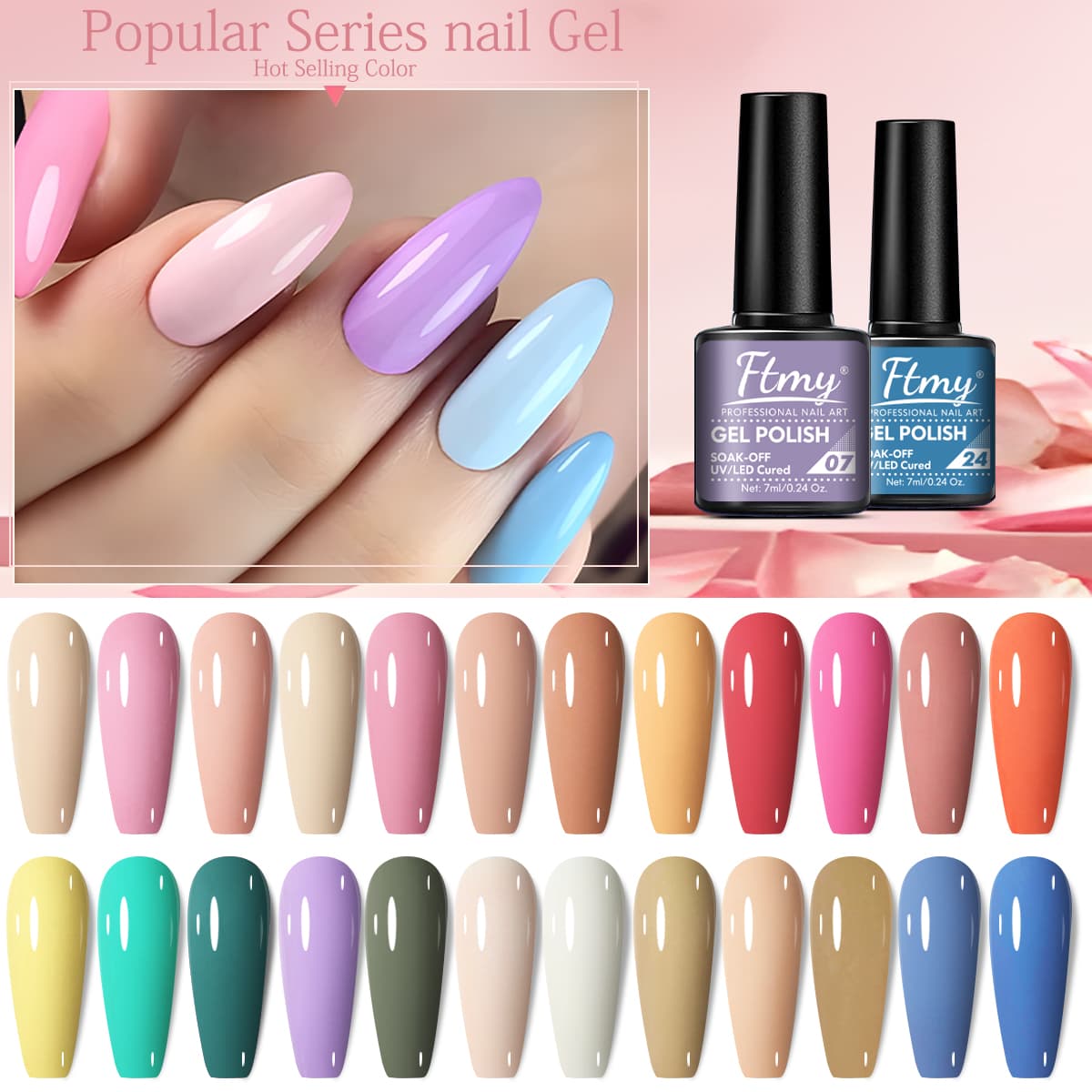 Kit de Gel para Unhas com 3 Unidades, Cores Sólidas, Arte de Unhas Neutra, Necessita Cabine de UV, Várias Cores,