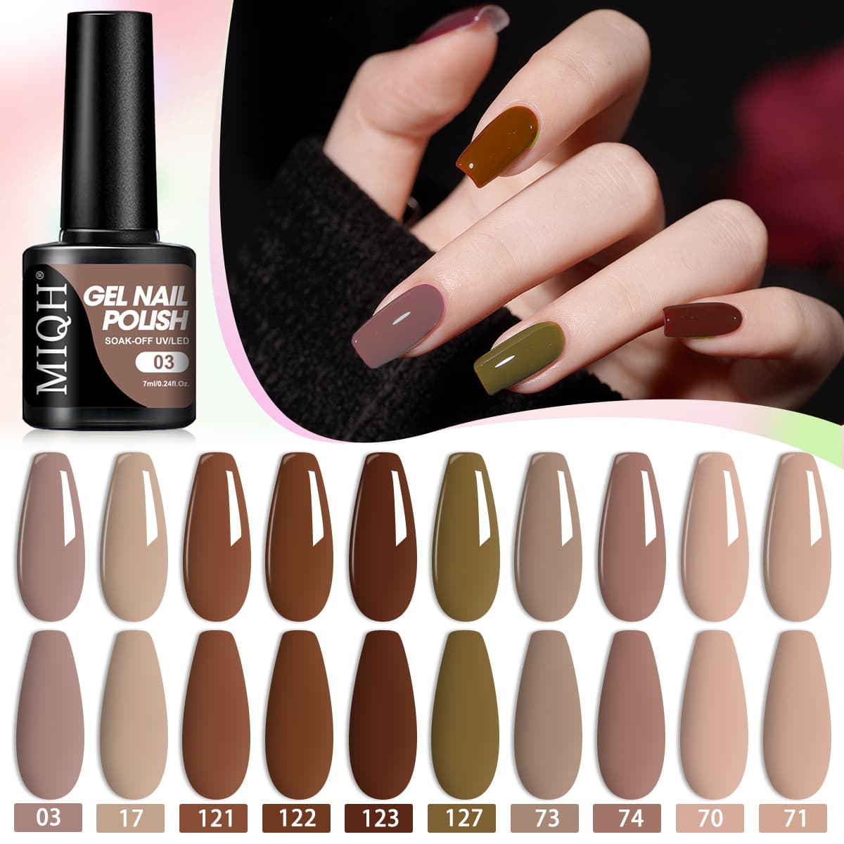 Kit de gel de unha com 10 peças da MIQH, novo e popular gel de unha semi-permanente, esmaltes em gel para salão de
