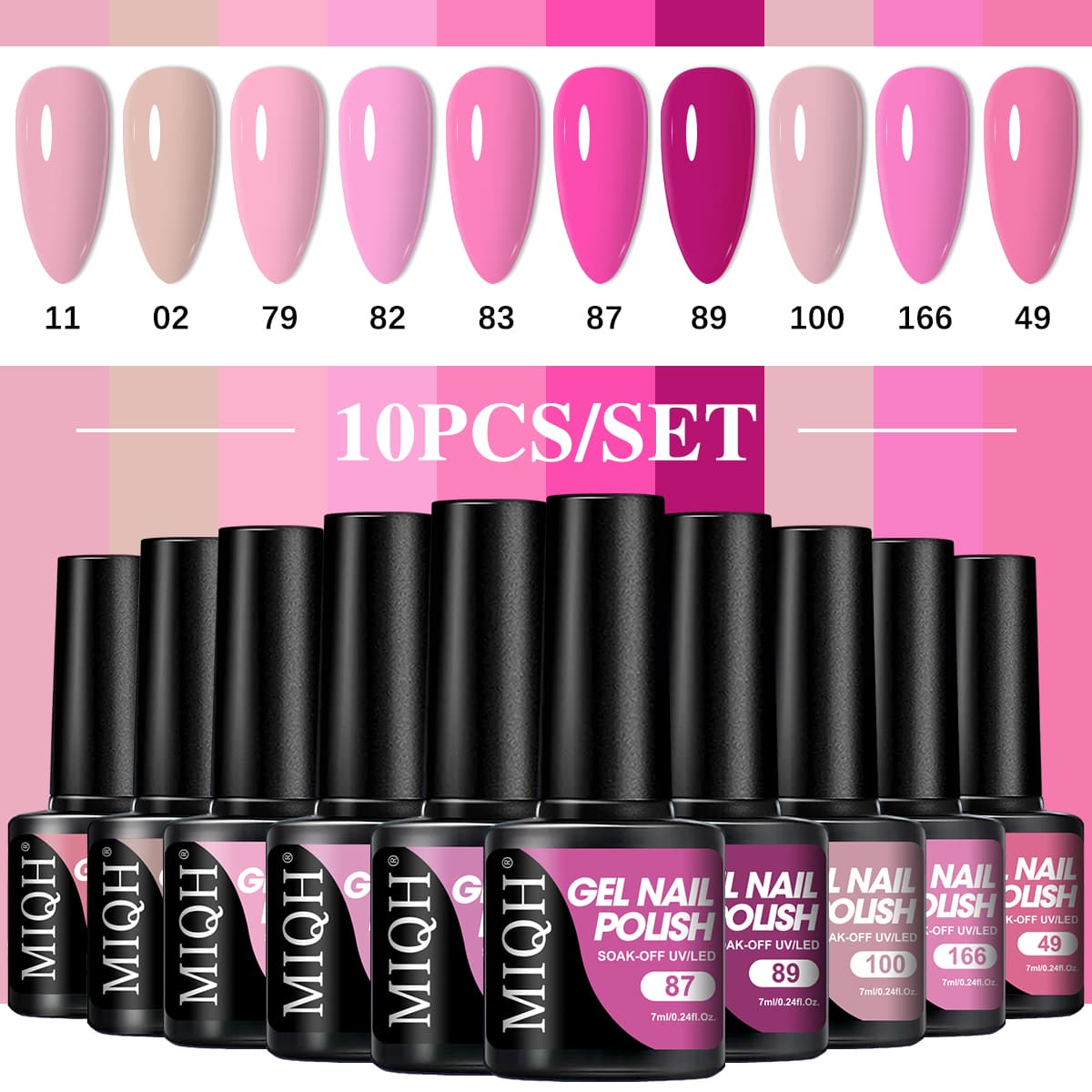 Conjunto de esmalte em gel colorido com 10 cores, frascos de 7 ml, removedor de esmalte/esmalte em gel LED, ideal para