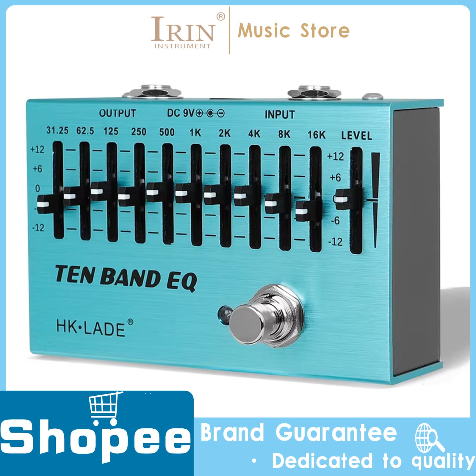 Pedais de Efeito EQ de 10 Bandas Equalizador Mini Único para Guitarra Elétrica Pedal de Efeito True Bypass Acessórios