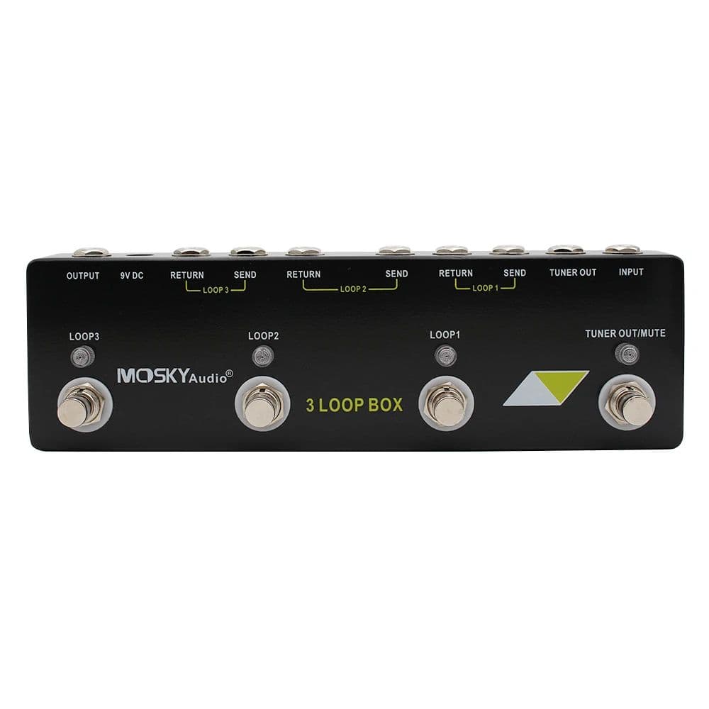 Mosky Áudio 3-Loop Box Pedal de Efeitos True Bypass, Pedal de Loop para Guitarra com Função Afinador e Mudo