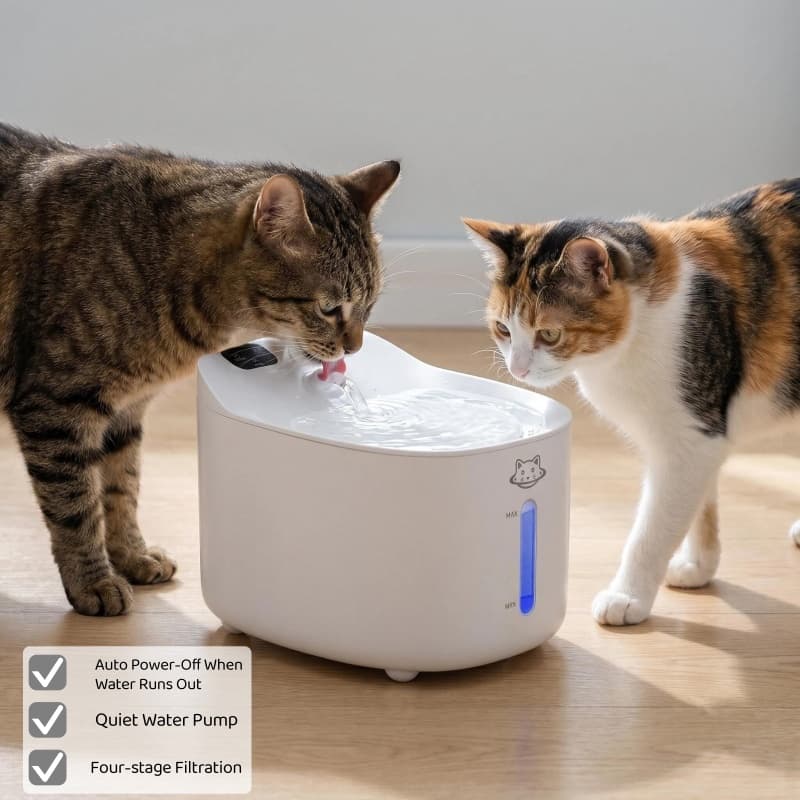 2,2L Bebedouro Automático para Pets, Fonte de Água Ultra Silenciosa para Gatos com Filtro para Gatos e Cachorros