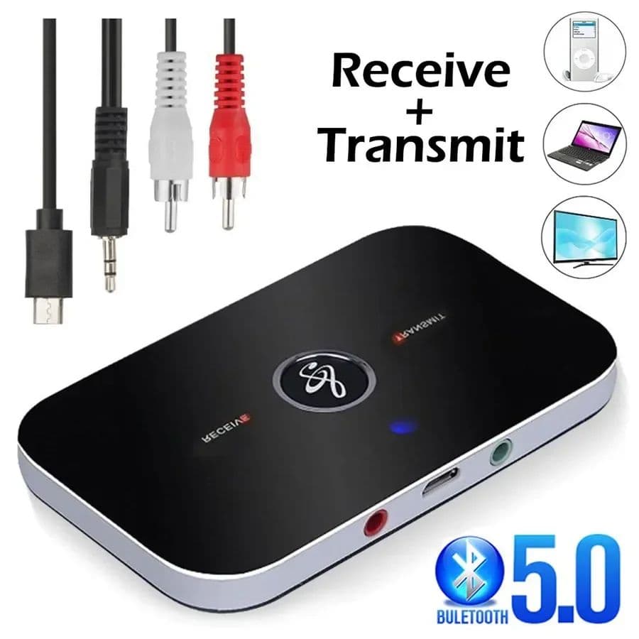 Transmissor/Receptor de Áudio Bluetooth 5.0 Estéreo 3,5mm AUX Jack RCA USB Dongle Música Adaptador Sem Fio Para Kit de