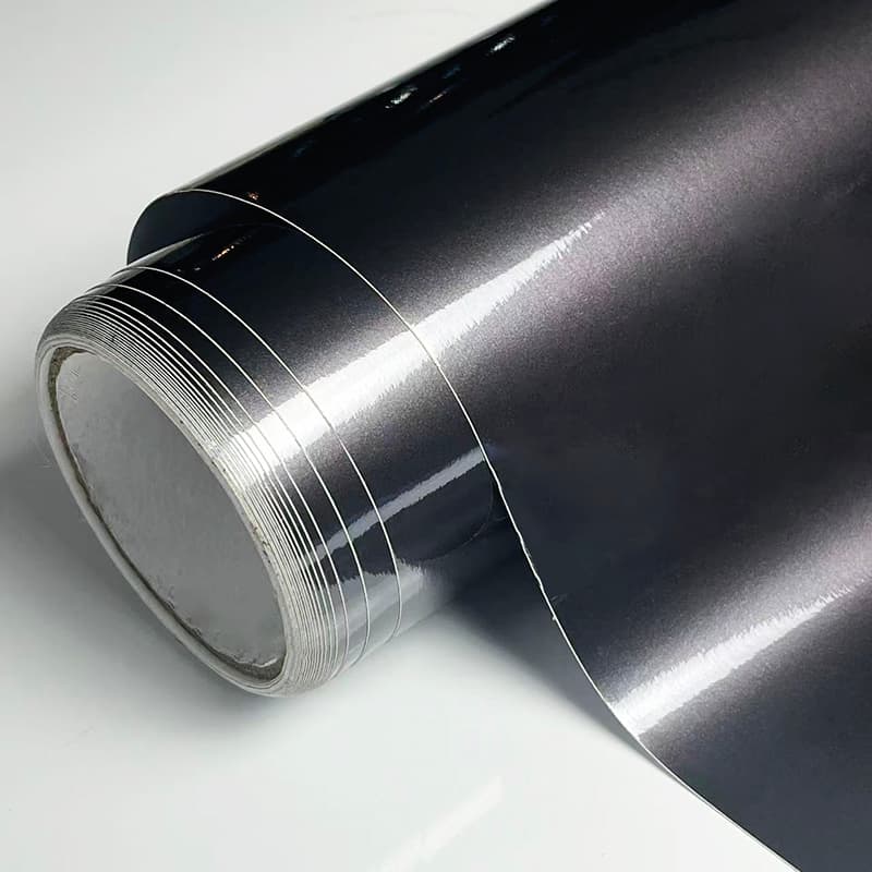 Filme de Vinil Metálico Ultra Brilhante Cinza Candy Rolo de Envoltório com Liberação de Ar Adesivo Autoadesivo para