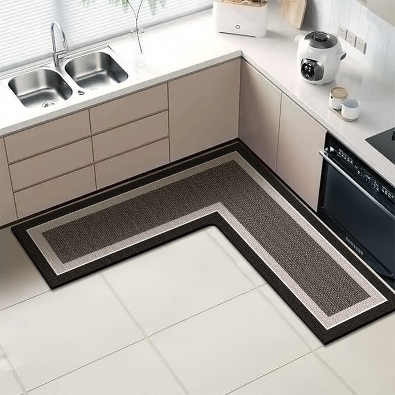 Tapete de cozinha grande e de formato irregular, tapete antiderrapante em L, tapete absorvente para banheiro, de