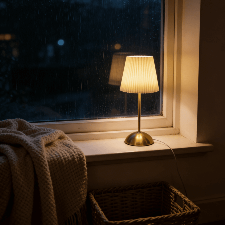 Luminária de Mesa Vintage Pregueada, Luminária Noturna Plug-in para Quarto, Luminária Decorativa Noturna com Base