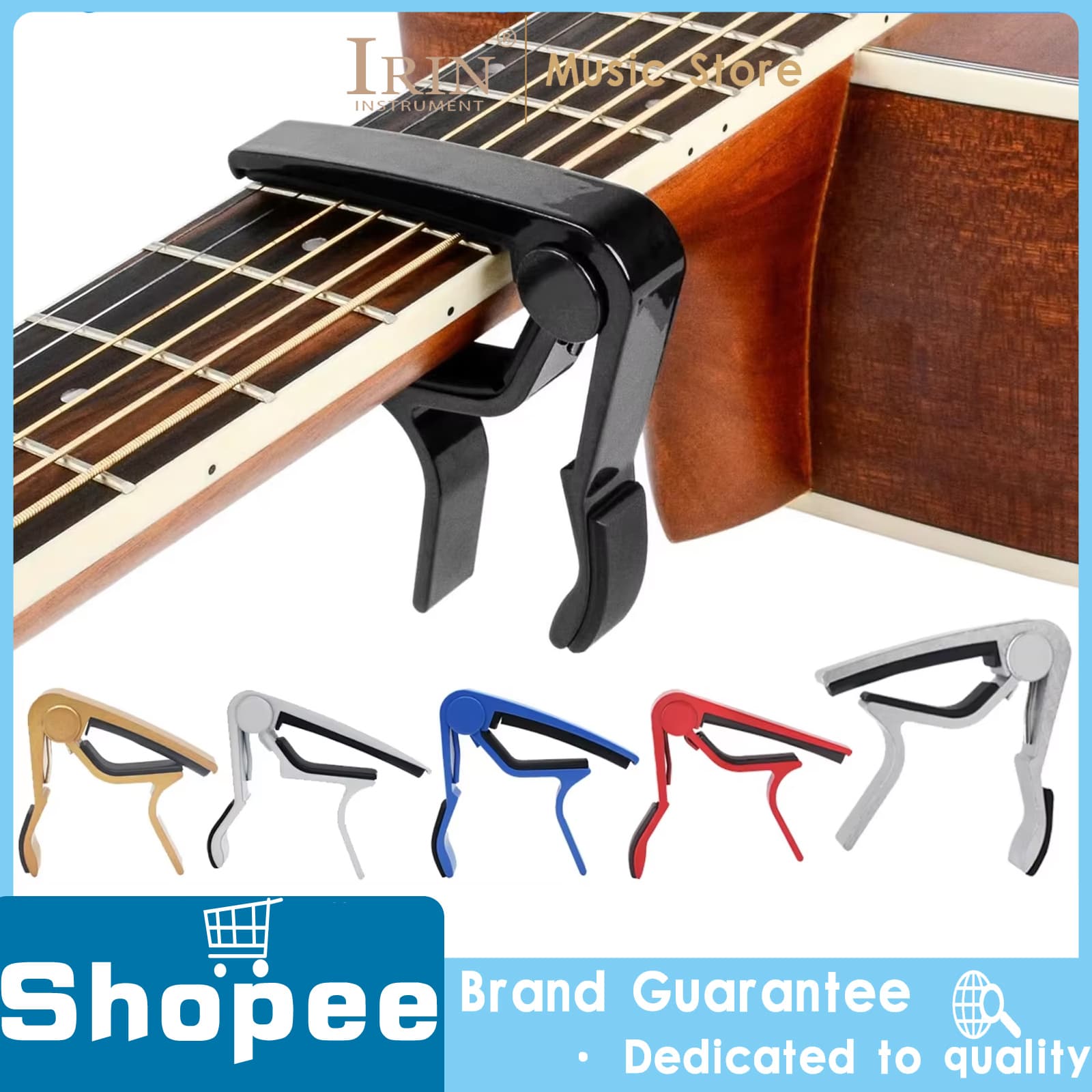 Capotraste de Guitarra IRIN para Violão Acústico e Elétrico de 6 Cordas, Liga de Metal Universal Multifuncional,