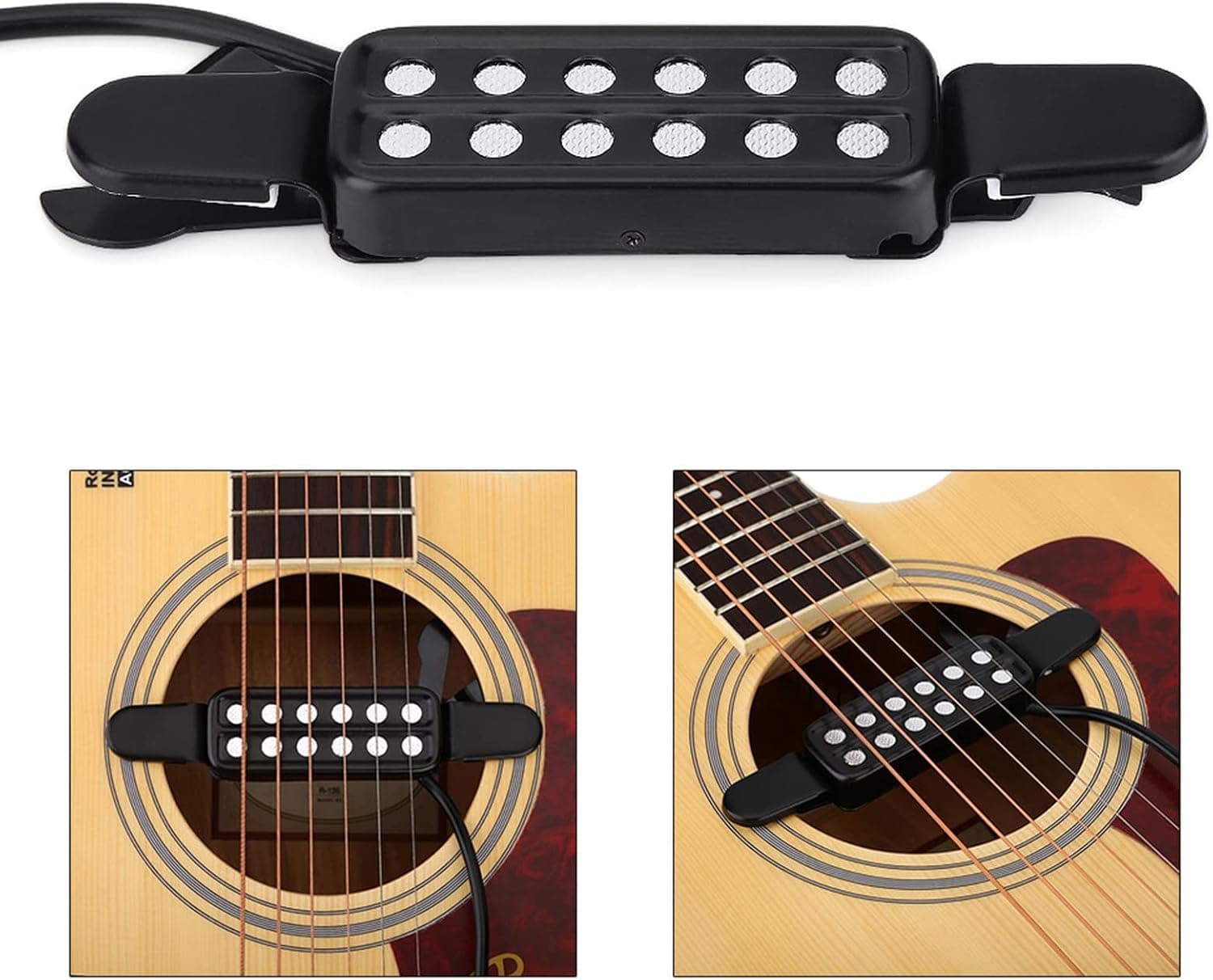 IRIN Captador Acústico de Violão de 12 Furos, Transdutor Magnético para Orifício de Som com Cabo de Áudio 3M 6,35mm