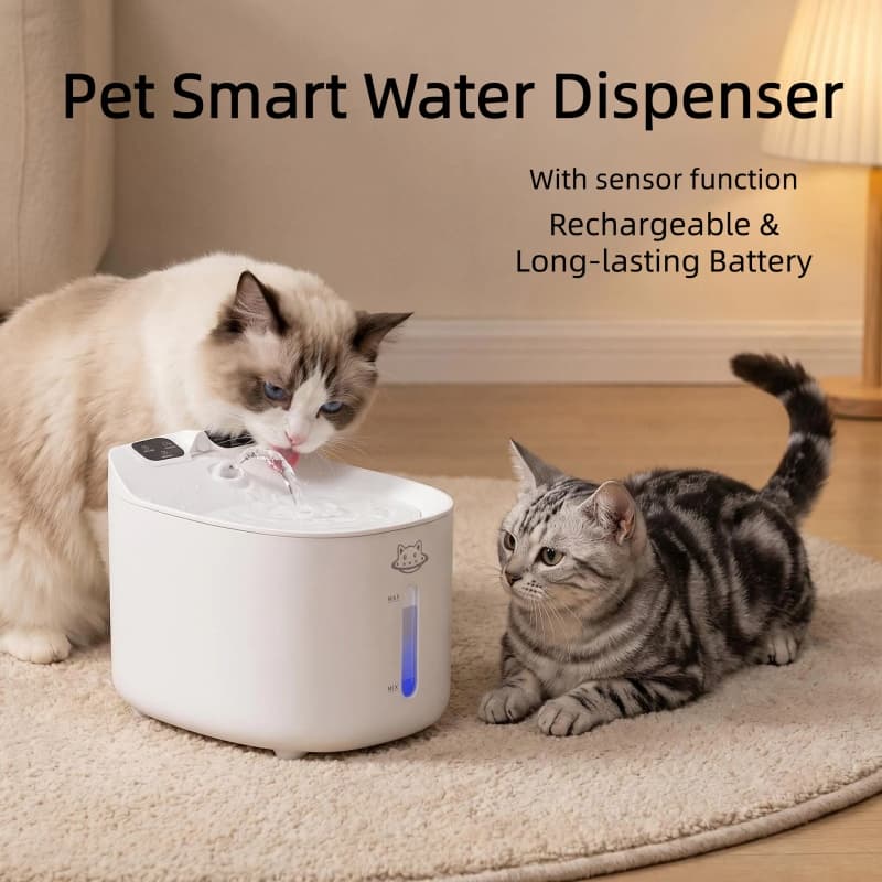 Fonte de água automática para animais de estimação de 74 onças, fonte de bebida para gatos de 2,2 L com proteção contra