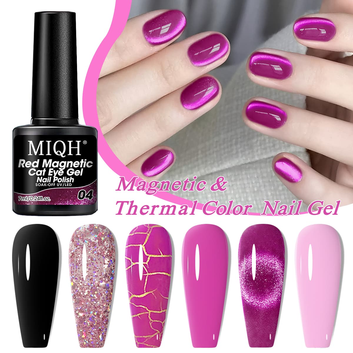 MIQH Kit com 6 Colas de Unha de 0,24 oz, Gel Removedor de Esmalte em Gel para Unhas de LED, Material para Arte em Unhas,