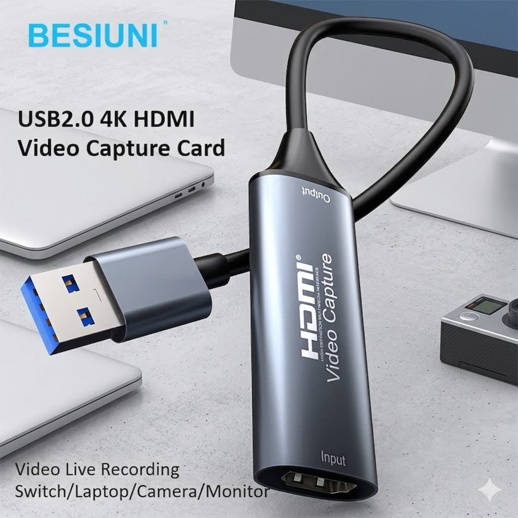 Placa de Captura de Vídeo 4K HDMI para USB 2.0 Cam Link para Transmissão de Jogos PS5 Switch Mac Elite