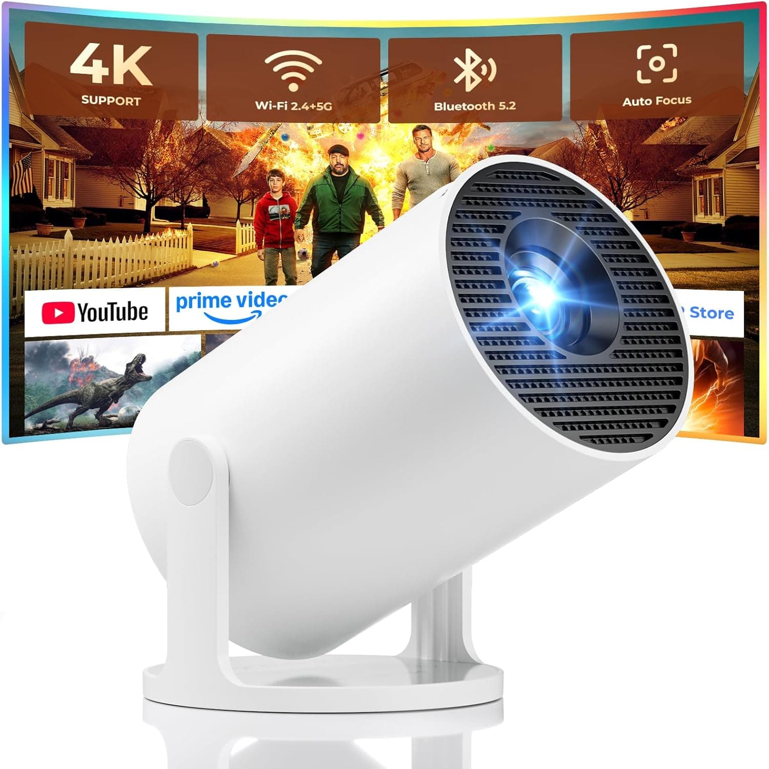 Mini Projetor HY300 Android 11 Cinema em Casa Inteligente LED Projetores de Vídeo Suporte 4K 1080P WiFi Bluetooth para