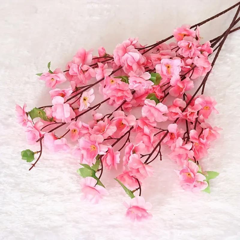 Kit De 15 Peças De Buquê De Flor De Cerejeira Artificial De 60 Cm , Plantas Falsas , Flores Para Decoração De Casa E Fes