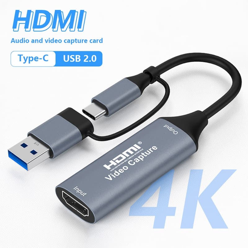 HD 4K Tipo-C/USB Interface HDMI-Compatível Placa De Captura De Vídeo/Áudio Para Câmera Computadores Caixas De TV PS4 PC